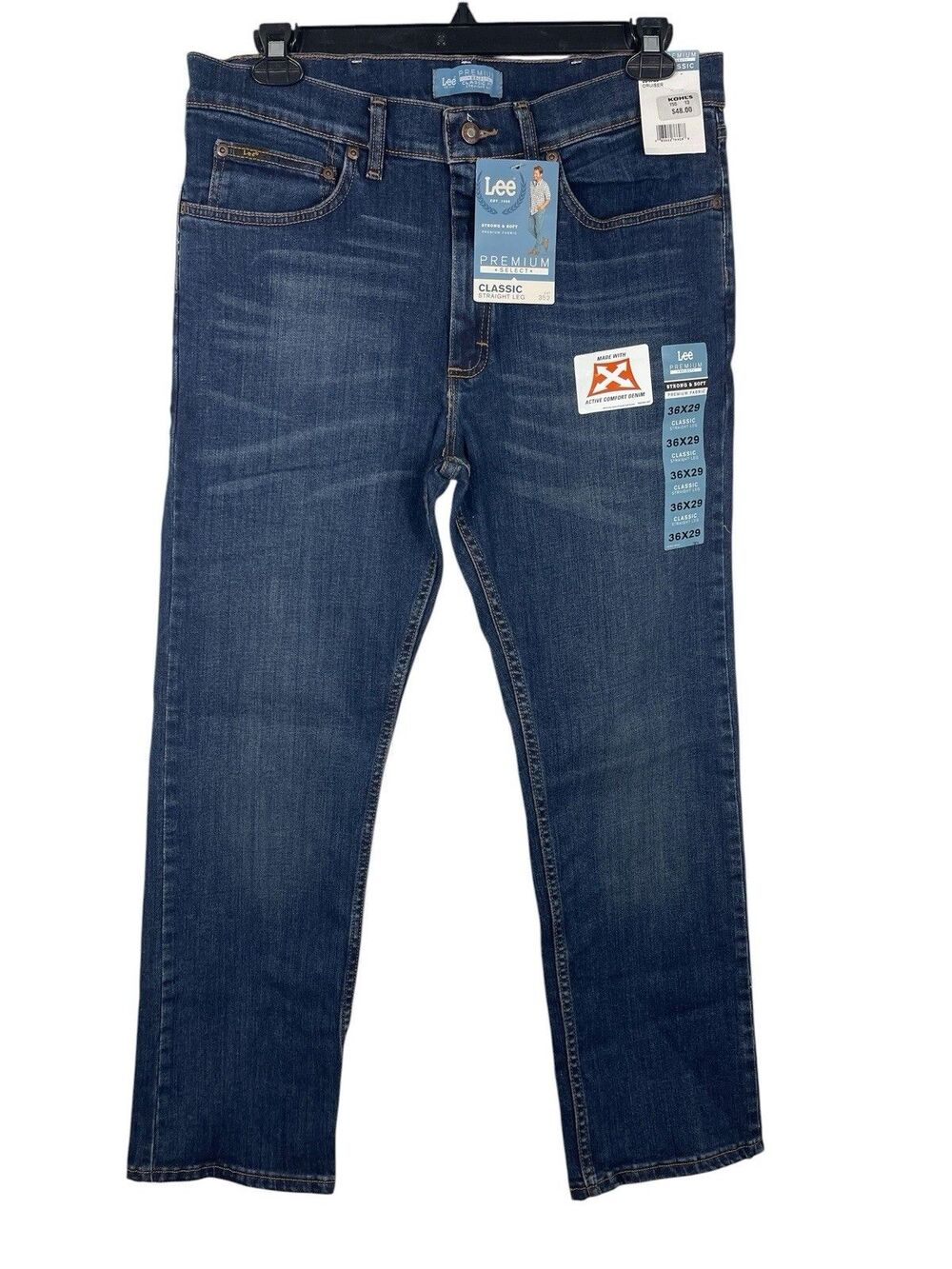 Lee Premium Select Men 36x29 Jeans Classic Straight Leg Cruiser Denim NWT